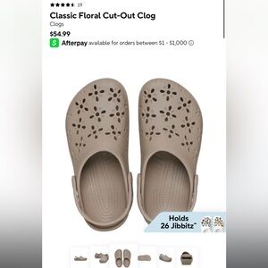 Crocs Floral Cutout Clog W10 NWOT Taupe